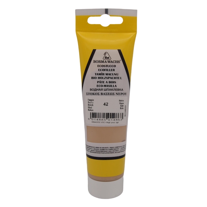 Chit pe baza de apa pentru lemn, Borma Wachs, Ecostucco, tub 200 grame, culoare fag