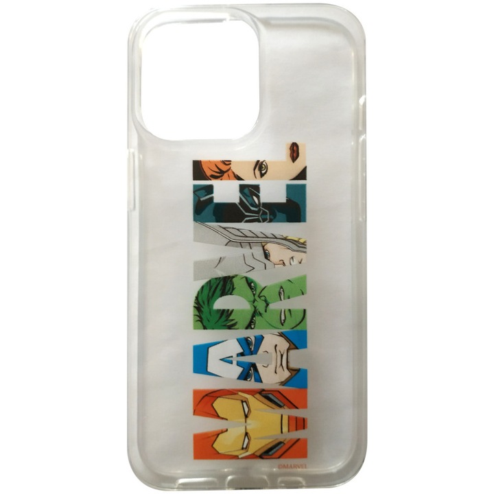 Предпазен гръб Marvel Logo, 011, Partial print, за Apple iPhone 13 Pro, Прозрачен/Многоцветен