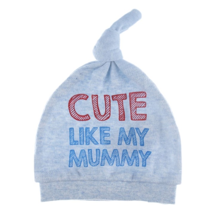 Комплект бебешки шапки за момче, 0 месеца, 2 бр, Син/ екрю