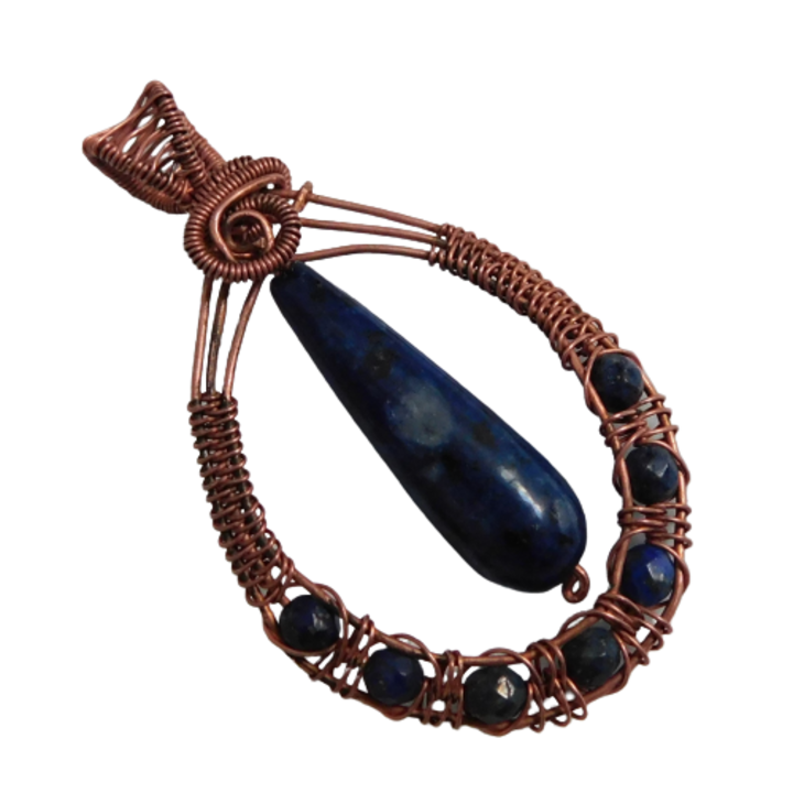 Pandantiv din cupru, fishtail cu lapis lazuli