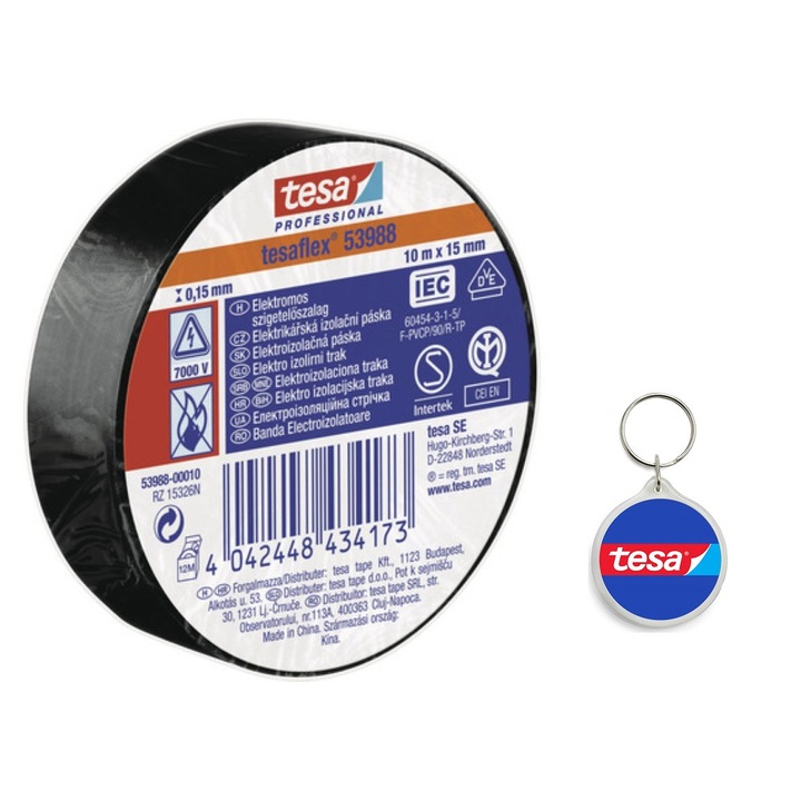 Set Banda Electroizolatoare Neagra 10M/15Mm cu Breloc Tesa