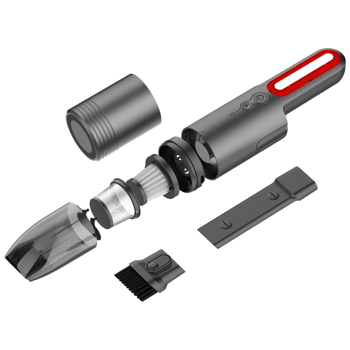 Aspirator de mână Xmart V8, lanternă LED, lumină de urgență SOS, negru