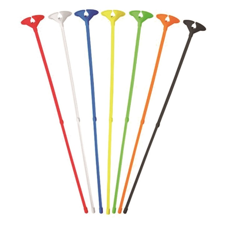 Set 50 bete tip suport cu rozete colorate, pentru baloane, tije 42 cm