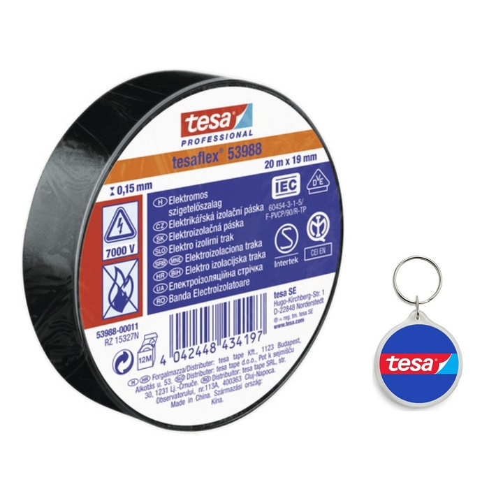 Set Banda Electroizolatoare Neagra 20M/19Mm cu Breloc Tesa