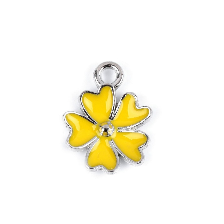 Dekoratív fém medál átmérő 13 mm Sárga virág