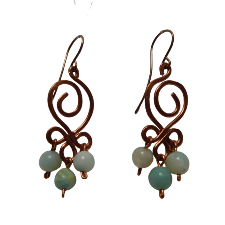 Cercei din cupru, Phoenix cu amazonit