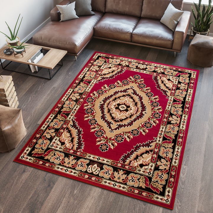 Covor, Tapiso, Atlas, 160 x 220 cm, Rezistenta La Deformare Si Elasticitate A Fibrelor, Usor De Curatat, Antiderapant, Trafic Intens, Rezistenta La Pete, Lavabil, Rezistenta UV, Fir Scurt 8 mm, Dreptunghi, Polipropilena, Rosu/Maro/Bej/Negru