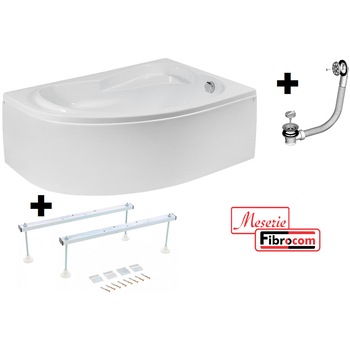 Pachet Complet Cada Acril pe Colt 140x90 - Masca Frontala, Cadru Metalic, Sifon Evacuare si Cada de Baie Fibrocom Saturn 140x90, Stanga Pachet Complet Cada Acril pe Colt 140x90 - Masca Frontala, Cadru Metalic, Sifon Evacuare si Cada de Baie Fibrocom Saturn 140x90, Stanga