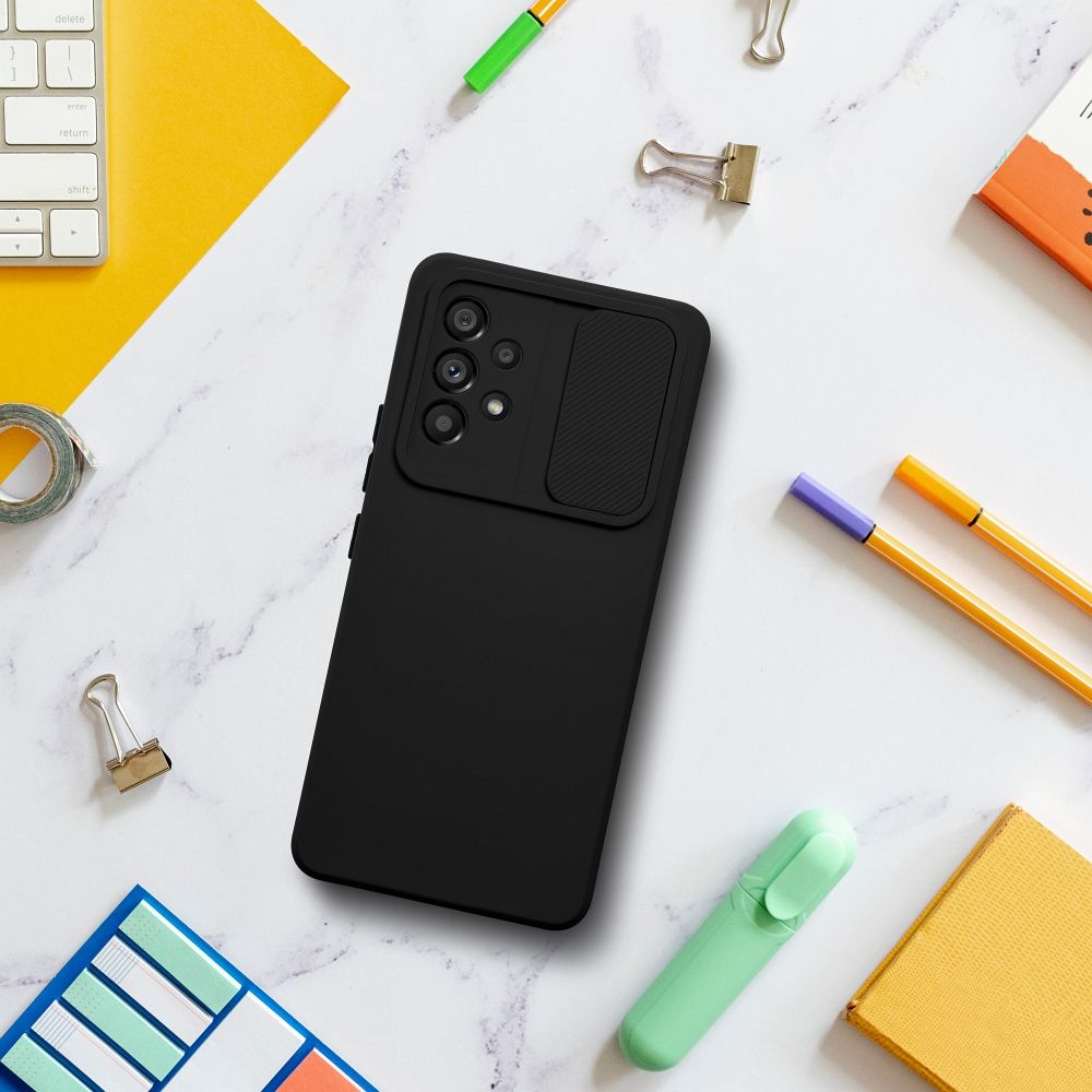 Husa PremiumCell Slide Case pentru Samsung Galaxy A33 5G, Protectie camera, Slider Camera, Silcon lichid, Interior de microfibra, Negru