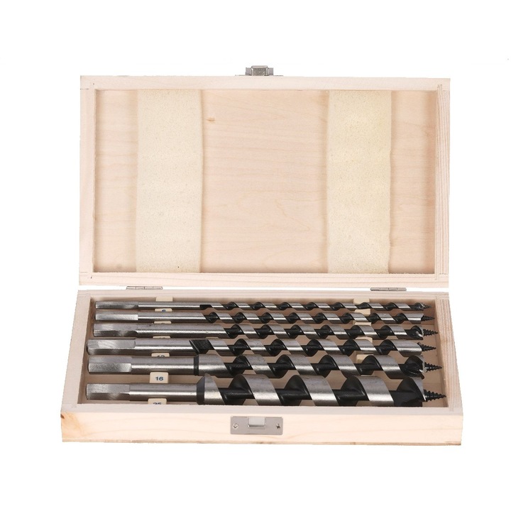 Set burghie pentru lemn, 230 mm, 6 piese, 6/8/10/12/16/25, Silver