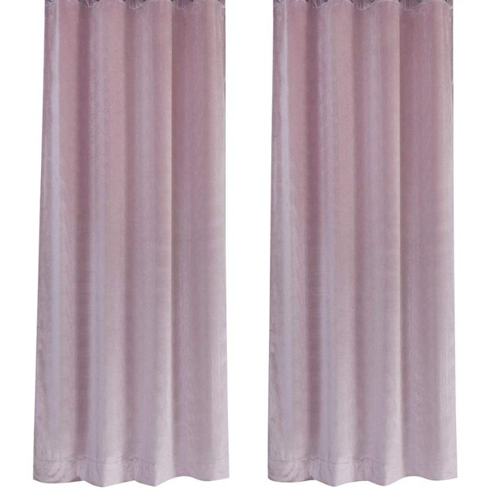 2db SereDesign bársonyfüggöny készlet, movuli rózsaszín színű, sínre vagy galériára retusálva vágva, sínkampók, 2 x L140 cm x H270 cm