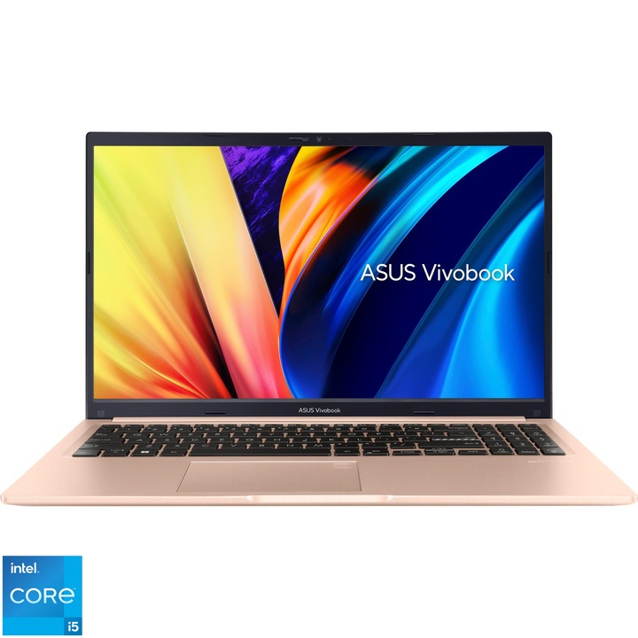Laptop ASUS VivoBook 15 A1502ZA cu procesor Intel® Core™ i5-1240P pana la 4.40 GHz, 15.6", Full HD, IPS, 8GB, 512GB SSD, Intel® UHD Graphics, No OS, Terra Cotta