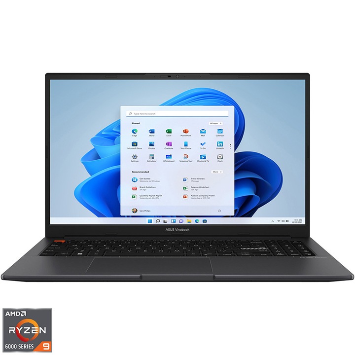 Laptop ASUS VivoBook S 15 M3502RA cu procesor AMD Ryzen™ 9 6900HX pana la 4.90 GHz, 15.6", 2.8K, OLED, 120Hz, 16GB, 1TB SSD, AMD Radeon™ Graphics, Windows 11 Pro, Indie Black