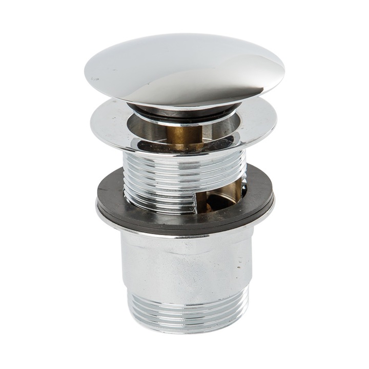 Ventil Pentru Lavoar Cu Preaplin 1/4, Diplon, WB65B03, cu Capac Click-Clack, Finisaj Cromat