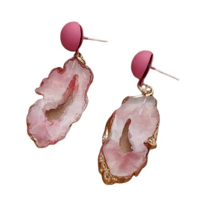 Cercei Pink Geode, 5.2 cm, roz - eMAG.ro