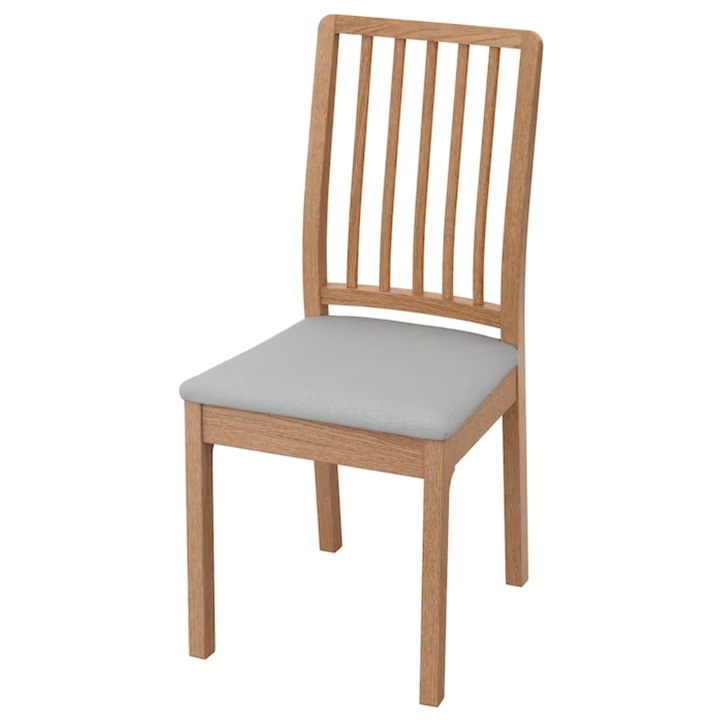 Tömörfa szék, tölgy megjelenésű, kárpitozott ülés, 95 cm
