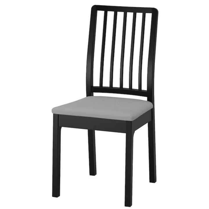 Tömör fa szék, fekete, kárpitozott ülés, 95 cm