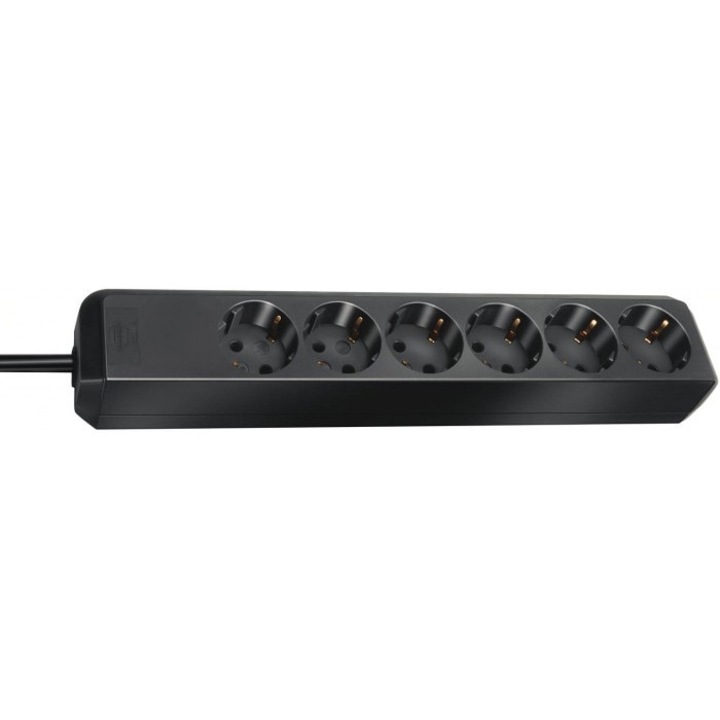 Brennenstuhl - Prelungitor cu 6 prize, negru, 1.5m [1159400015]