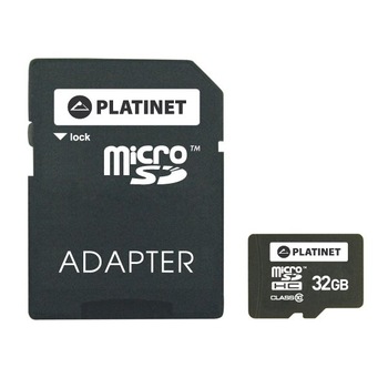 Card de memorie Platinet MicroSDHC 32GB Class 10 + Adaptor SD Card de memorie Platinet MicroSDHC 32GB Class 10 + Adaptor SD