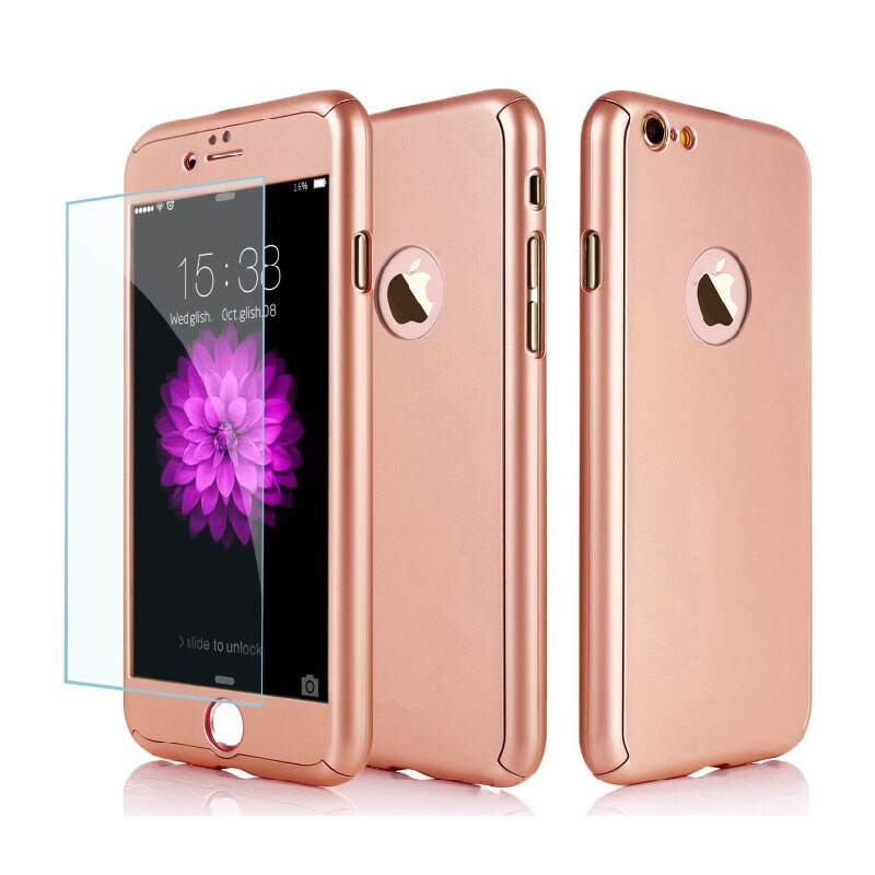 Husa Aisi Iphone 7 Full Cover 360 + folie sticla, Gold