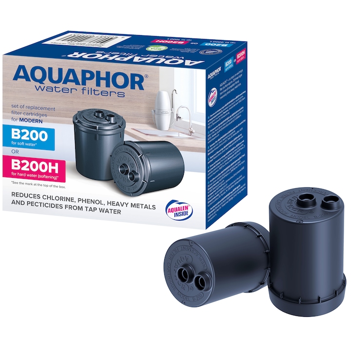Set 2 cartuse filtrante Aquaphor B200H, pentru apa dura, compatibil cu filtrul Aquaphor Modern 2