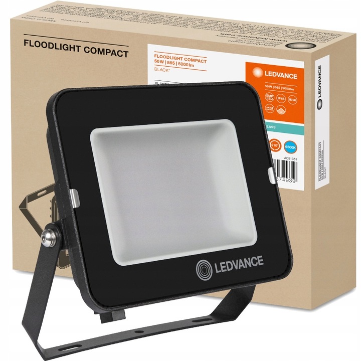 Proiector LED Ledvance, 50 W, 6500K, Negru