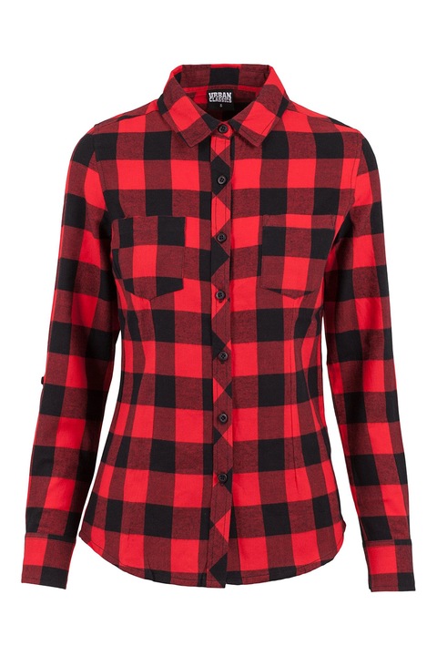 Urban Classics, Карирана риза с джобове на гърдите, Червен/Черен