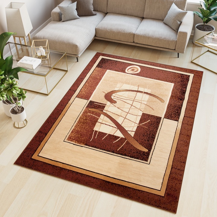 Covor, Tapiso, Atlas, 160 x 220 cm, Rezistenta La Deformare Si Elasticitate A Fibrelor, Usor De Curatat, Antiderapant, Trafic Intens, Rezistenta La Pete, Lavabil, Rezistenta UV, Fir Scurt 8 mm, Dreptunghi, Polipropilena, Maro/Crem/Bej Deschis