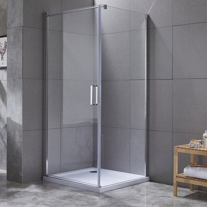 Cabina de dus Diplon BR660190*90, Sticla transparenta 8 mm, Dimensiuni 90x90 cm, Sticla securizata, Profil Aluminiu