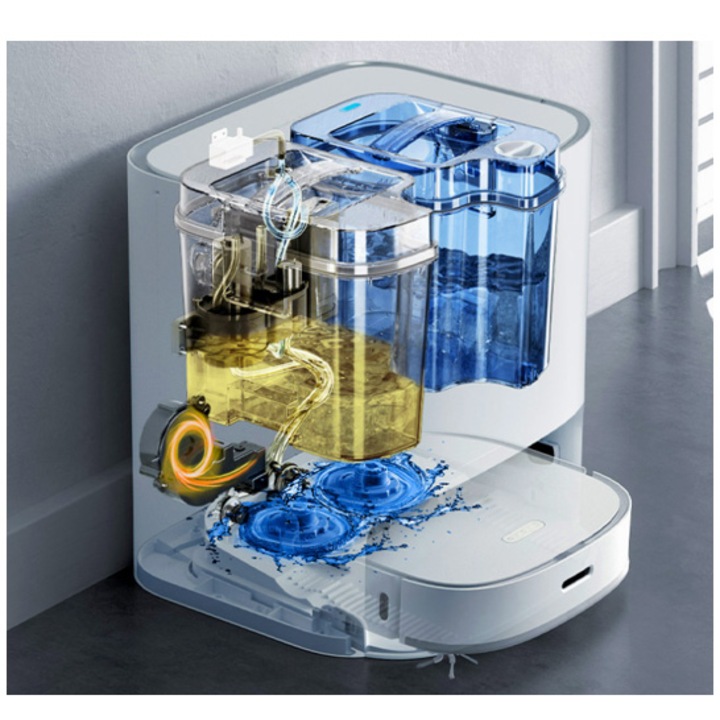 Робот прахосмукачка Dreame L10 Prime Vacuum Cleaner, Моп, LDS, 5200 mAh, Контейнер за прах 450 мл, Контейнер за вода 80 мл, 60W, Смарт станция за автоматично изпразване, 2,5 л, Бял