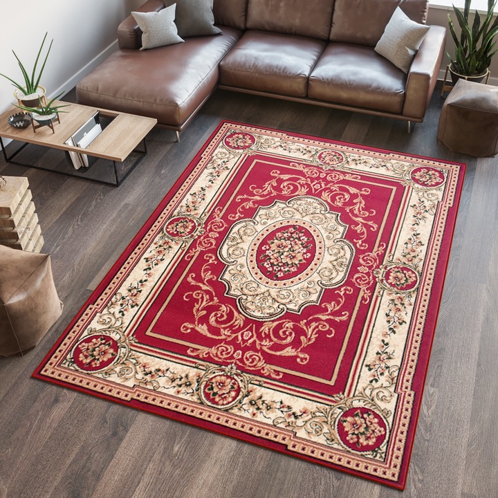 Covor, Tapiso, Atlas, 160 x 220 cm, Rezistenta La Deformare Si Elasticitate A Fibrelor, Usor De Curatat, Antiderapant, Trafic Intens, Rezistenta La Pete, Lavabil, Rezistenta UV, Fir Scurt 8 mm, Dreptunghi, Polipropilena, Rosu/Crem/Negru/Bej Inchis