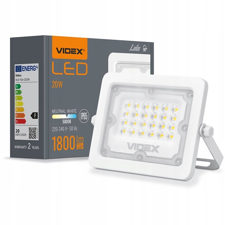 Proiector LED Videx, 20 W, 5000K, Alb