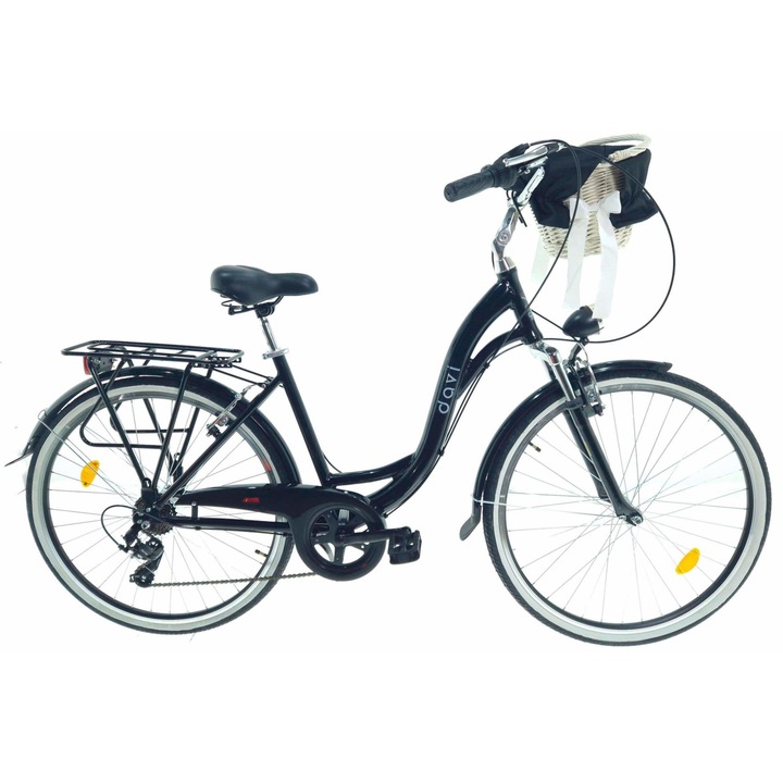 Дамски велосипед алуминий Davi® Maria, 7 скоростен, Трансмисия Shimano, Градски велосипед, колела 28", Черно
