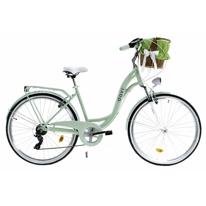 Дамски велосипед алуминий Davi® Maria, 7 скоростен, Трансмисия Shimano, Градски велосипед, колела 28", Зелен