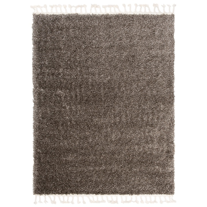 Семпъл килим с ресни за всекидневна или спалня, Tapiso, колекция Boho, 120 x 170 см, кафяво/кремаво
