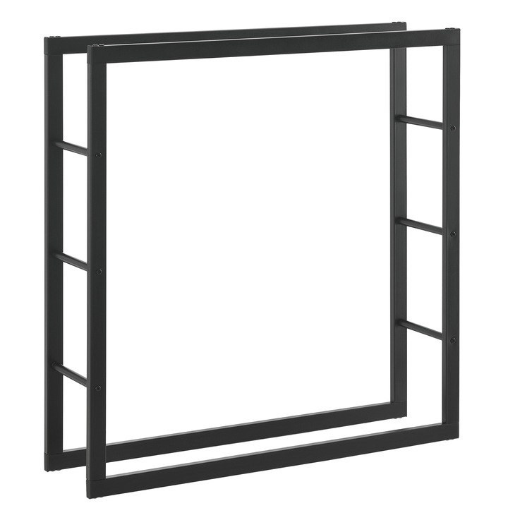 Suport lemne de foc, en.casa, Taby, 100 x 25 x 100 cm, otel, negru