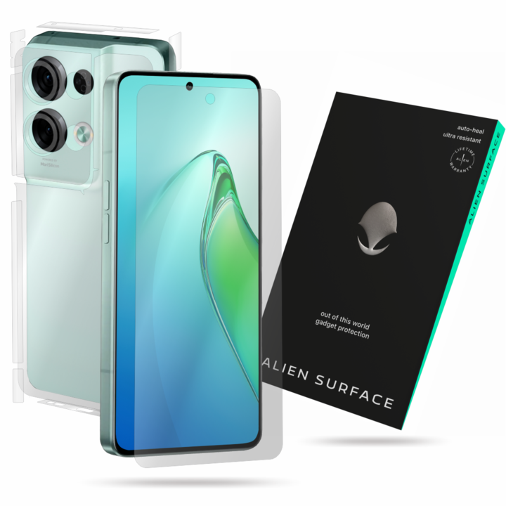 Alien Surface fólia, Oppo Reno 8 Pro (Pro Plus) 5G, képernyő, hátlap, oldal, kamera, premium