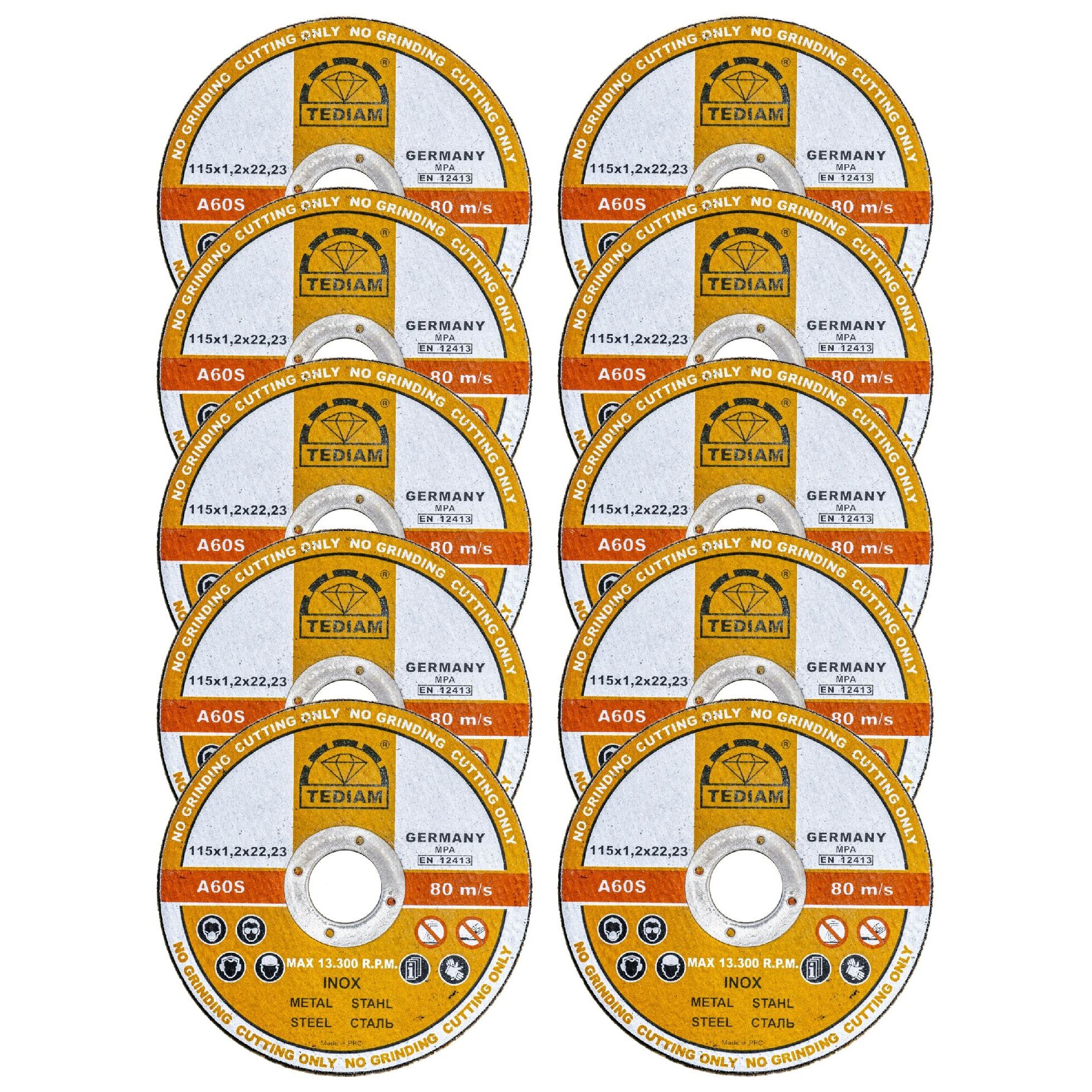 Set discuri de taiat metal Tediam, 115x1.2 mm, 100 bucati - eMAG.ro