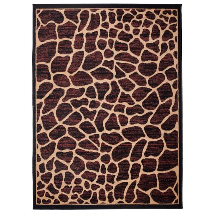 Covor pentru living/dormitor, Tapiso, Atlas, Model girafa, Polipropilena, 180 x 250 cm, Bej/Maro