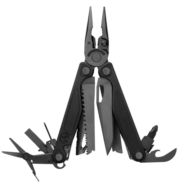Briceag multifunctional pliabil Charge Plus, Leatherman, Inox, Negru