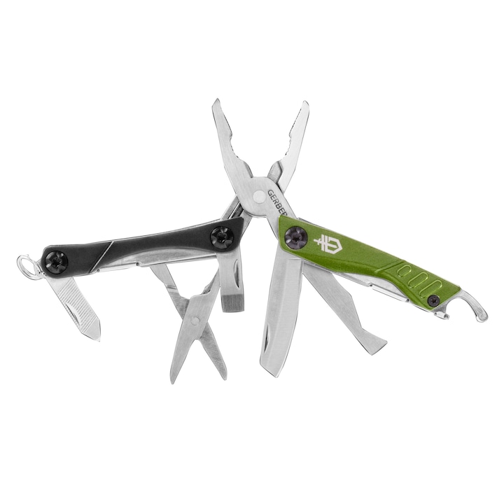 Briceag multifunctional pliabil Dime, Gerber, Inox, Negru/Verde