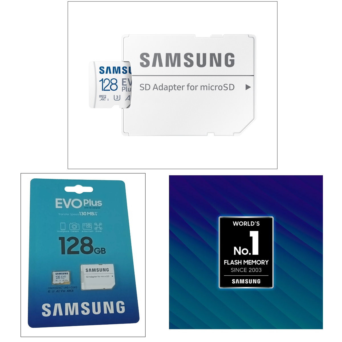 Карта памет Samsung, microSDXC, 128 Gb, Evo Plus, U1, A1, V10, 130Mb/s ...