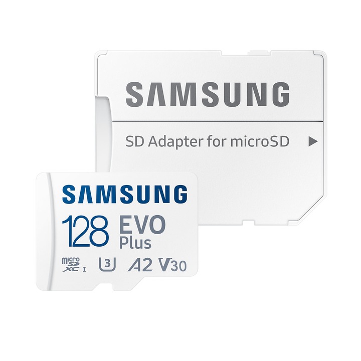 Card microSDXC 128 Gb, Samsung Evo Plus, U1, A1, V10, 130Mb/s, cu adaptor