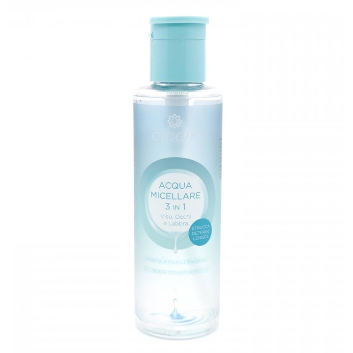 Apa micelara 3 in 1 pentru demachiere de asemenea este ideala pentru zona sensibila din jurul ochilor datorita prezentei Glicerinei, care calmeaza si previne deshidratarea pielii produs chogan 250 ml GOGO