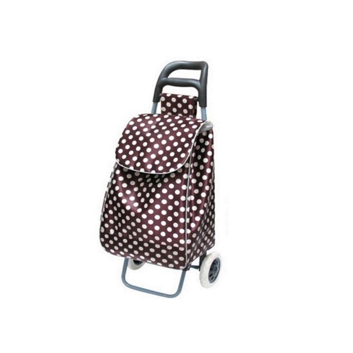 Carucior cumparaturi, 2 roti, Strend Pro Eva, Maro/Motiv buline, PE/PVC, max 30 kg, dimensiune 35 x 30 x 96 cm