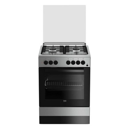 Aragaz Beko FSE62110DX, 4 arzatoare, Mixt, Aprindere electrica, Gatire asistata cu ventilatie, Grill, Booster, 60 cm, Inox