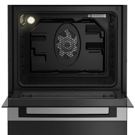 Aragaz Beko FSE62110DX, 4 arzatoare, Mixt, Aprindere electrica, Gatire asistata cu ventilatie, Grill, Booster, 60 cm, Inox
