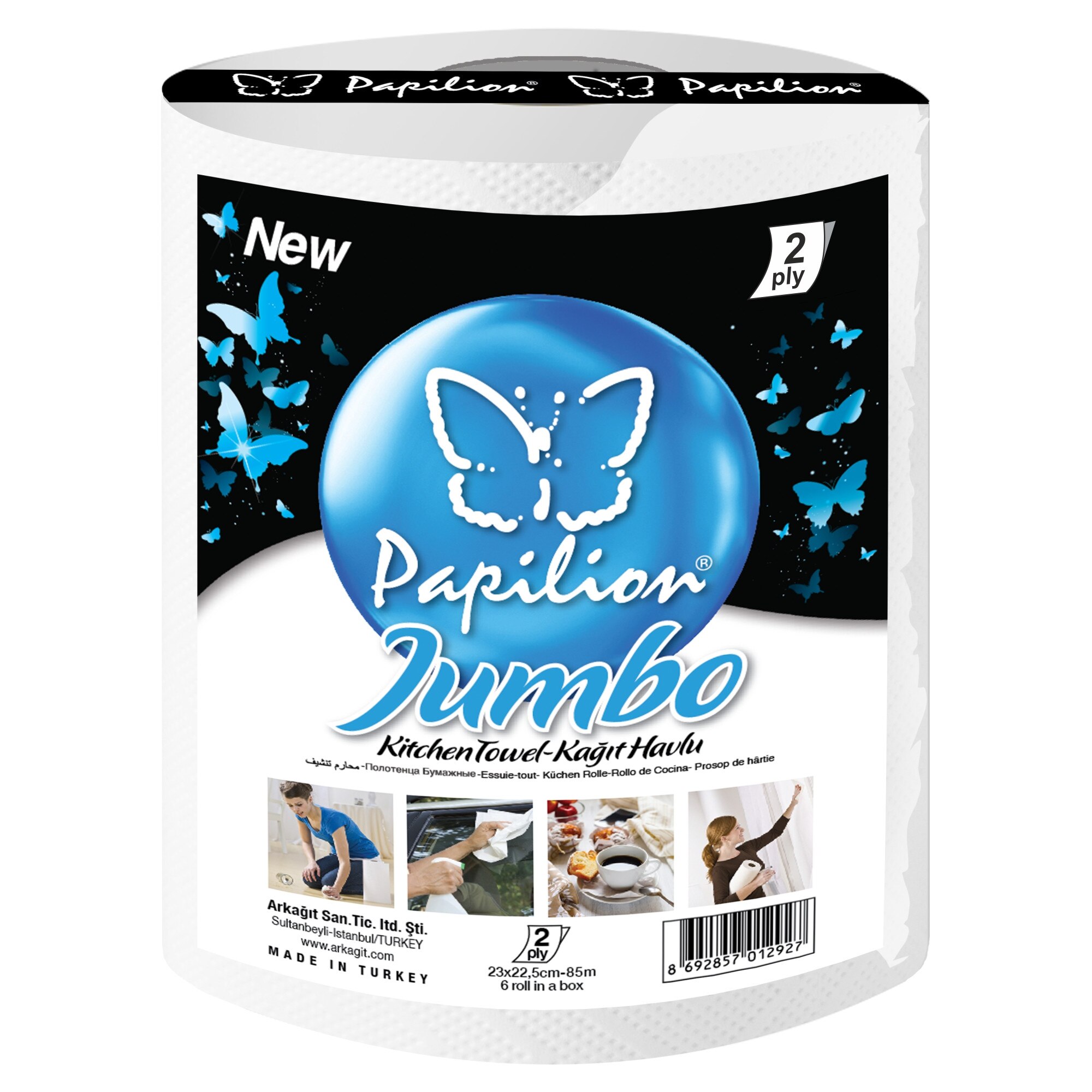 Prosoape hartie monorola Papilion Jumbo Standard, 2 straturi, 250 foi