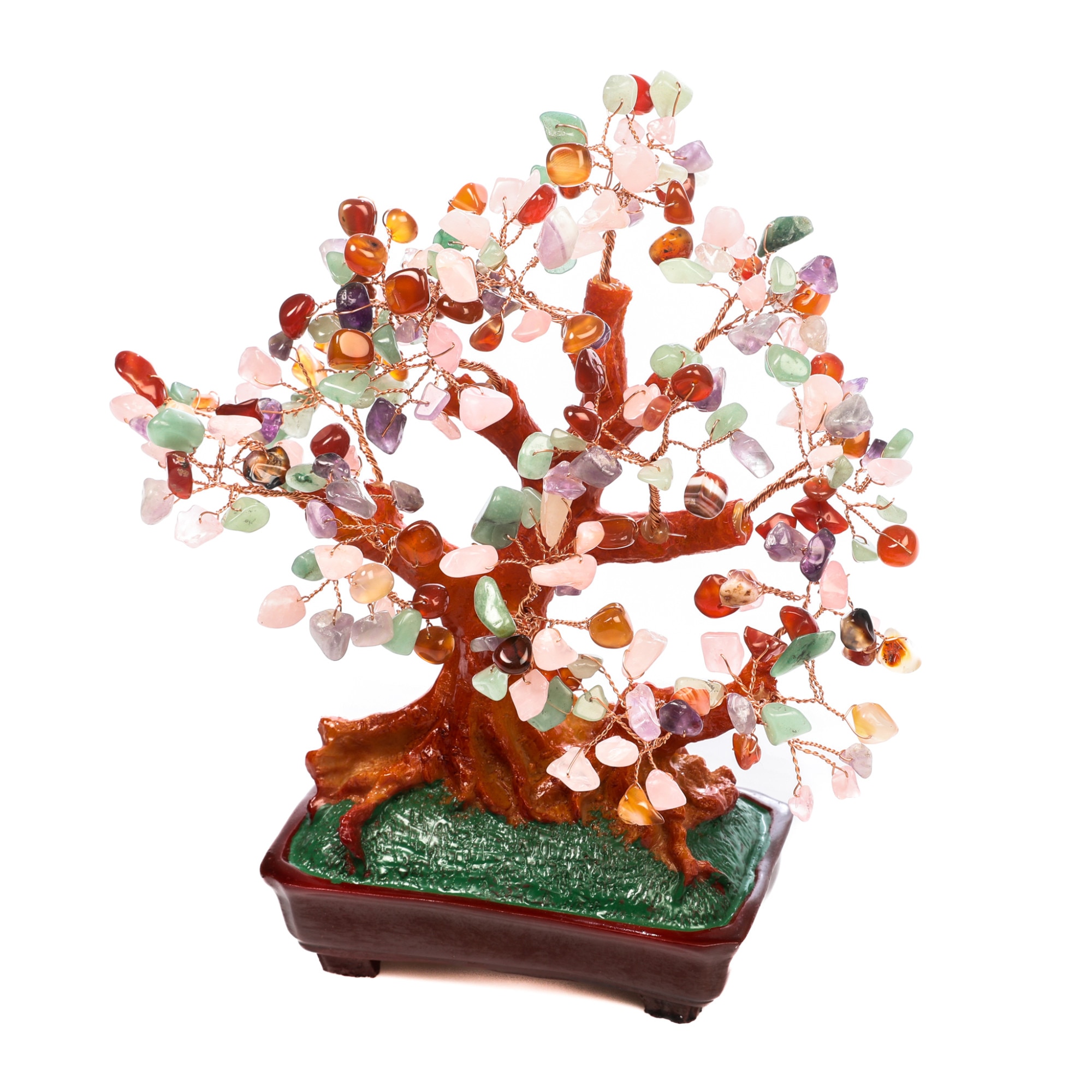 Copac Bonsai Feng Shui mare cu mix de pietre semipretioase, 8 cm x 19 cm eMAG.ro