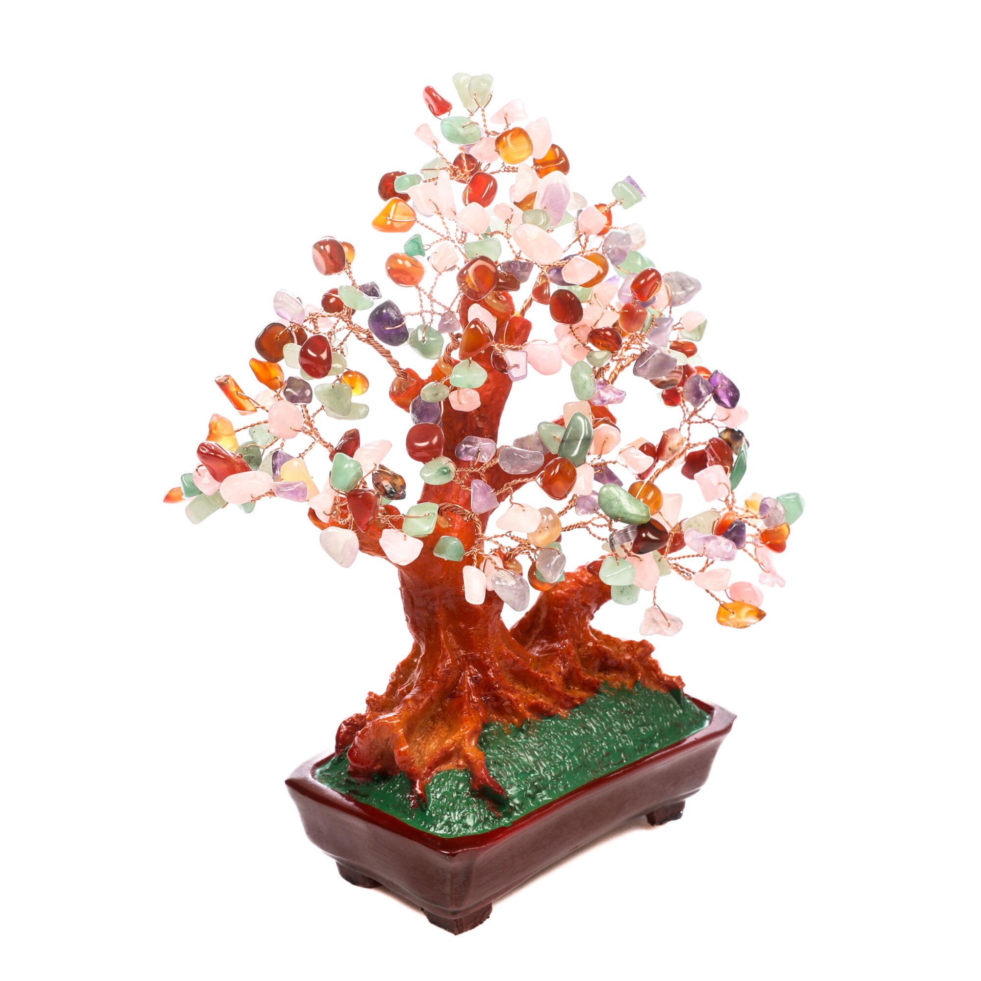 Copac Bonsai Feng Shui mare cu mix de pietre semipretioase, 8 cm x 19 cm eMAG.ro